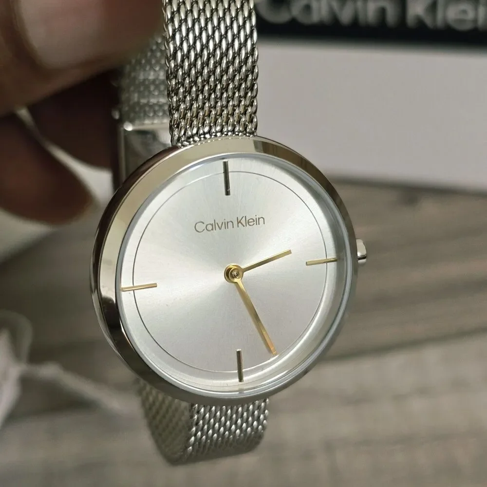 Calvin Klein Iconic Women's Quartz Mesh Bracelet Watch Stainless Steel Silver